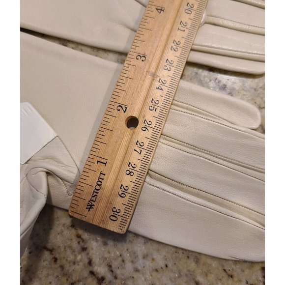 New! Size S 7 Soft Leather Beige 8.5" Formal Gloves Stitching Wrist Detail - Picture 11 of 12